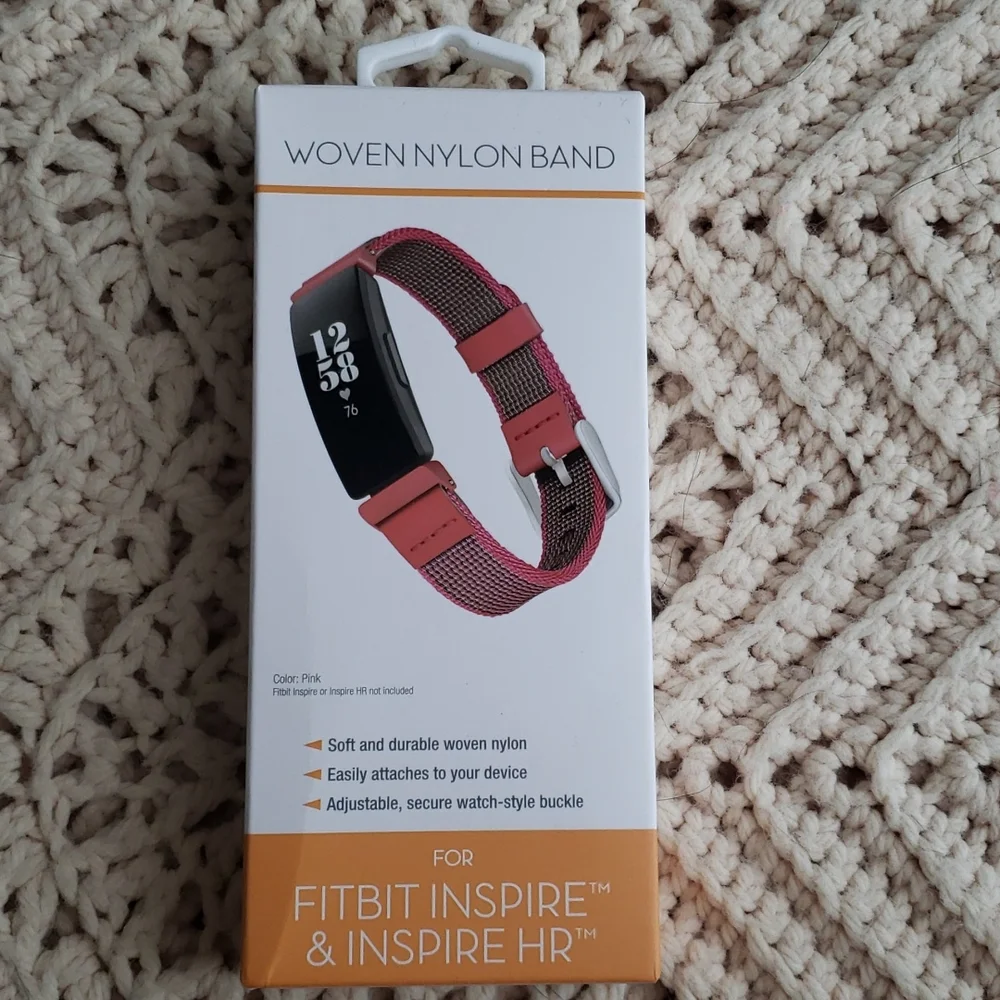 Fitbit Inspire & Inspire HR Red/Pink Woven Nylon Band - Picture 2 of 4